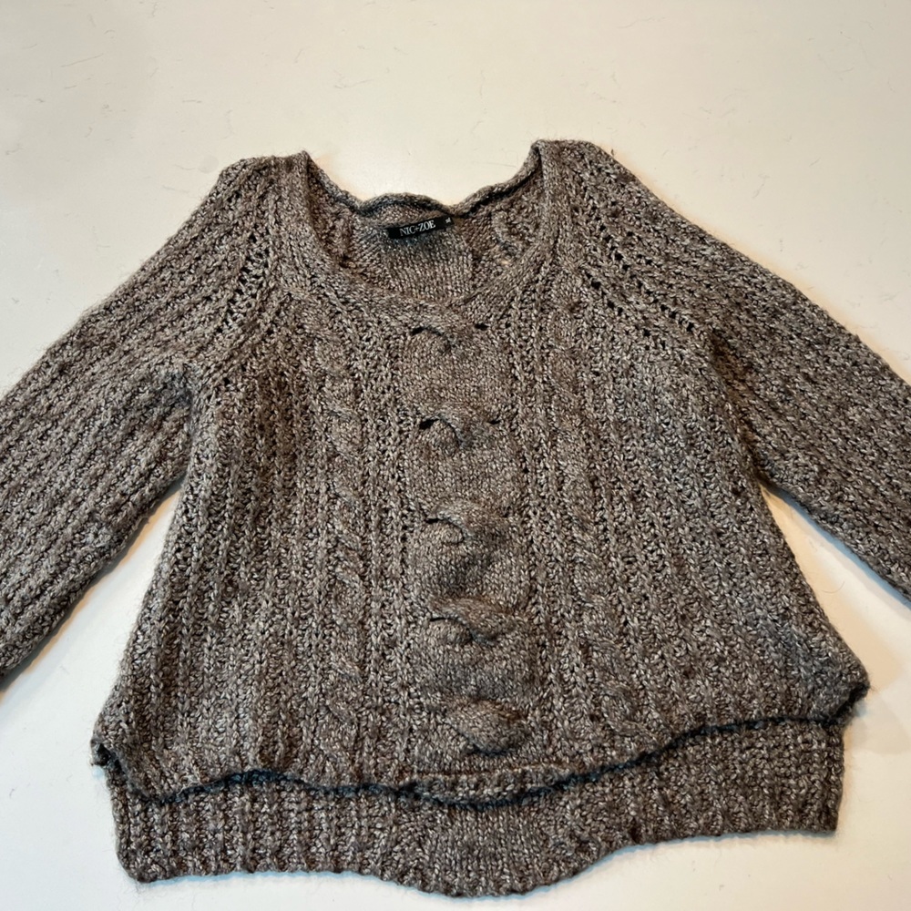 Gray knit sweater XL petite NIC&ZOE
